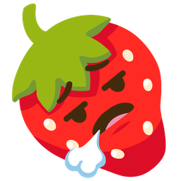 face exhaling and strawberry