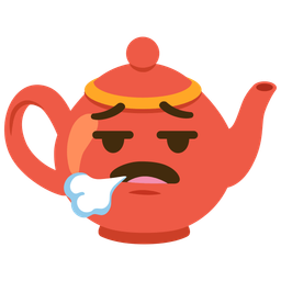 face exhaling and teapot