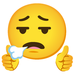 face exhaling and thumbs up