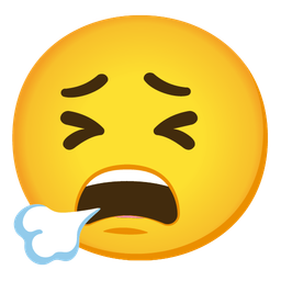 face exhaling and tired face