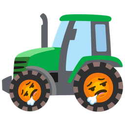 face exhaling and tractor
