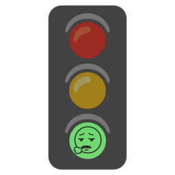 face exhaling and vertical traffic light