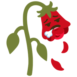 face exhaling and wilted flower