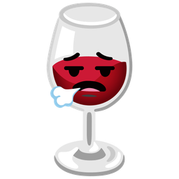 face exhaling and wine glass
