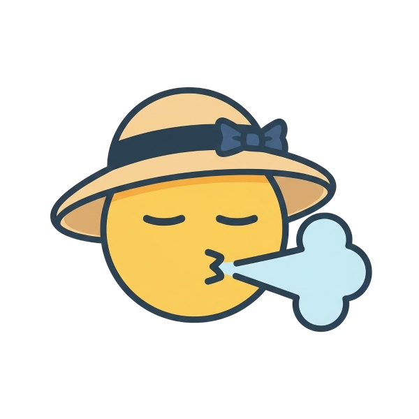 Face exhaling and Woman’s hat