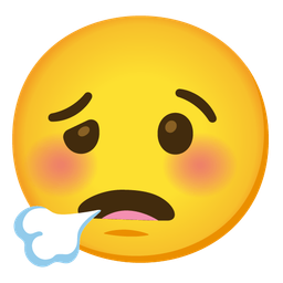 face exhaling and woozy face