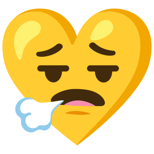 Face exhaling and Yellow heart