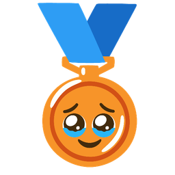 Face holding back tears and 3rd place medal