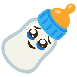 face holding back tears and baby bottle