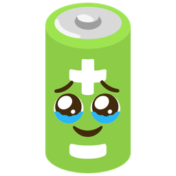 Face holding back tears and Battery