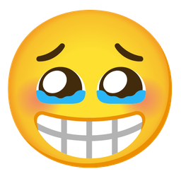 Face holding back tears and Beaming face with smiling eyes