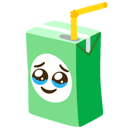 Face holding back tears and Beverage box