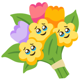 Face holding back tears and Bouquet