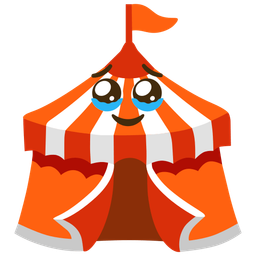Face holding back tears and Circus tent