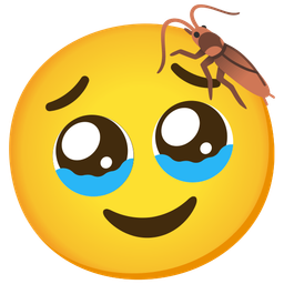 Face holding back tears and Cockroach