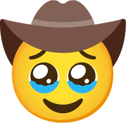 Face holding back tears and Cowboy hat face