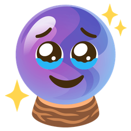 Face holding back tears and Crystal ball
