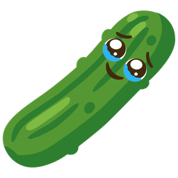 Face holding back tears and Cucumber