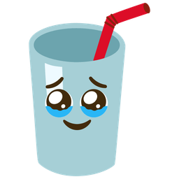 Face holding back tears and Cup with straw