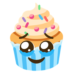 face holding back tears and cupcake