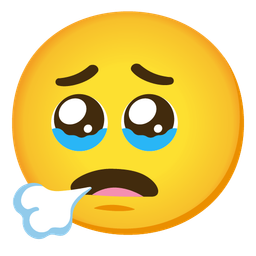 Face holding back tears and Face exhaling