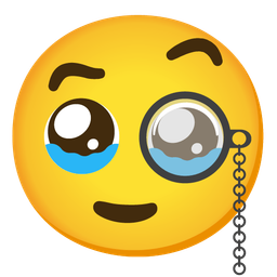 Face holding back tears and Face with monocle