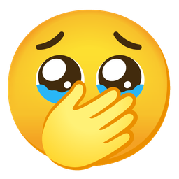 Face holding back tears and Face with open eyes and hand over mouth