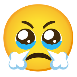 Face holding back tears and Face with steam from nose