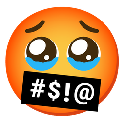 Face holding back tears and Face with symbols on mouth