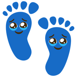 Face holding back tears and Footprints