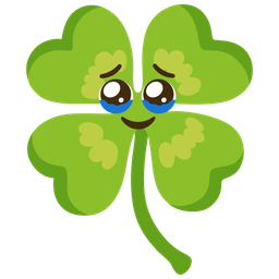 Face holding back tears and Four leaf clover