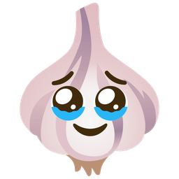 Face holding back tears and Garlic