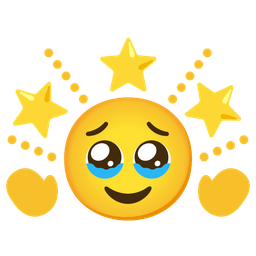 face holding back tears and glowing star