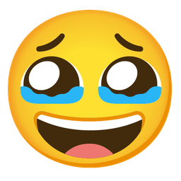 Face holding back tears and Grinning squinting face