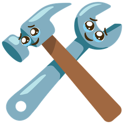 Face holding back tears and Hammer and wrench