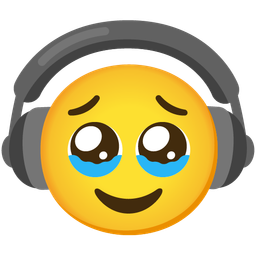 Face holding back tears and Headphone