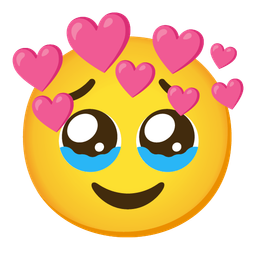 Face holding back tears and Heart with arrow