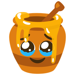 Face holding back tears and Honey pot