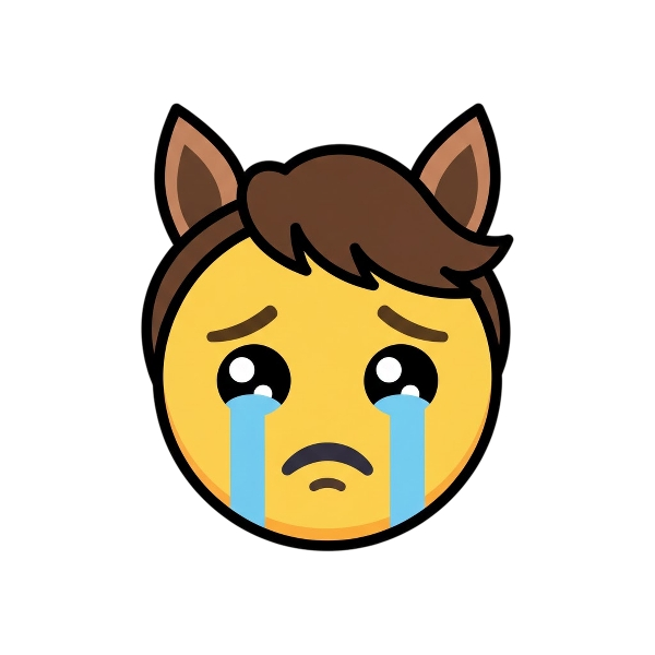 Face holding back tears and Horse