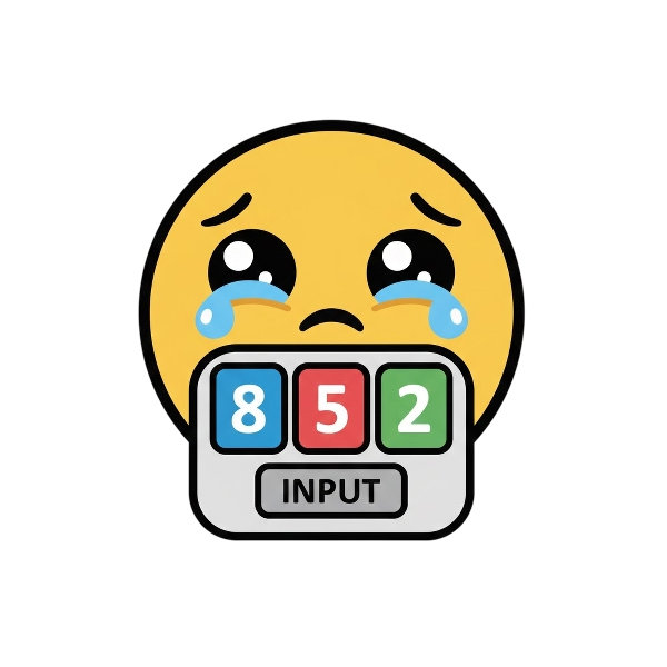 Face holding back tears and Input numbers