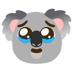 Face holding back tears and Koala