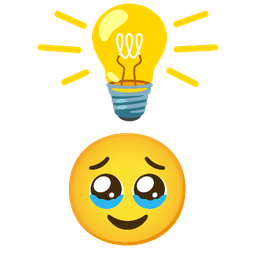 Face holding back tears and Light bulb