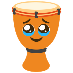 Face holding back tears and Long drum