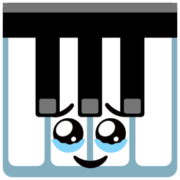 Face holding back tears and Musical keyboard