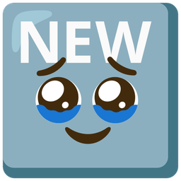 Face holding back tears and NEW button