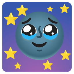 Face holding back tears and New moon face