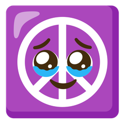 Face holding back tears and Peace symbol