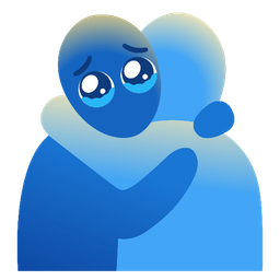 Face holding back tears and People hugging