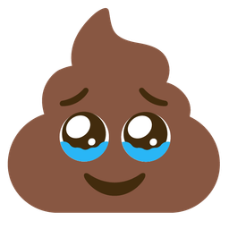 Face holding back tears and Pile of poo