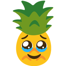 Face holding back tears and Pineapple